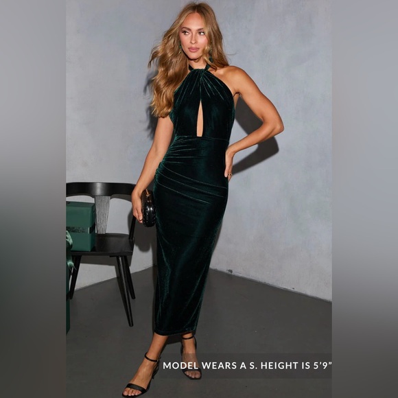 New Vici Velvet Winter Poem Dark Green Dress Size Small - Picture 2 of 8